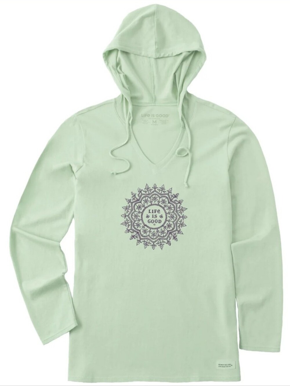 NWOT Life Is Good Women's Antique Mandala Long Sleeve Crusher-LITE Hooded Tee M